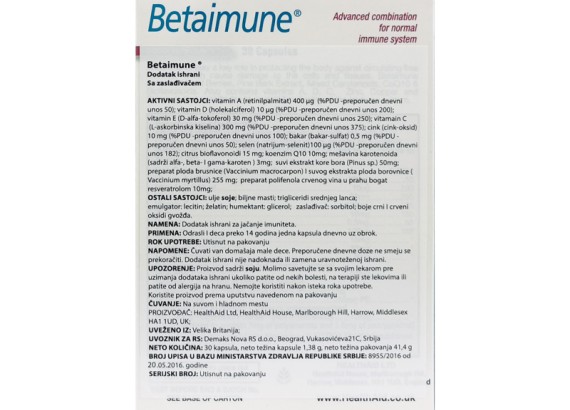 HealthAid Betaimune® 30 kapsula