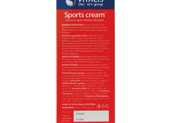 Vitalis Sports Cream 100ml 