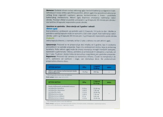 Strong Nature® Aktivni Ugalj + Probiotik 10 + 10 KAPSULA    