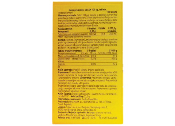 Selenium 100 mcg 
100 tableta