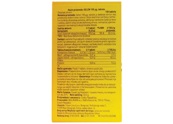 Walmark Selenium 100 mcg 
100 tableta