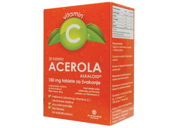 Acerola Alkaloid® 180 mg 30 tableta za žvakanje