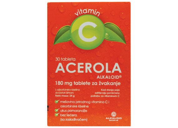 Acerola Alkaloid® 180 mg 30 tableta za žvakanje