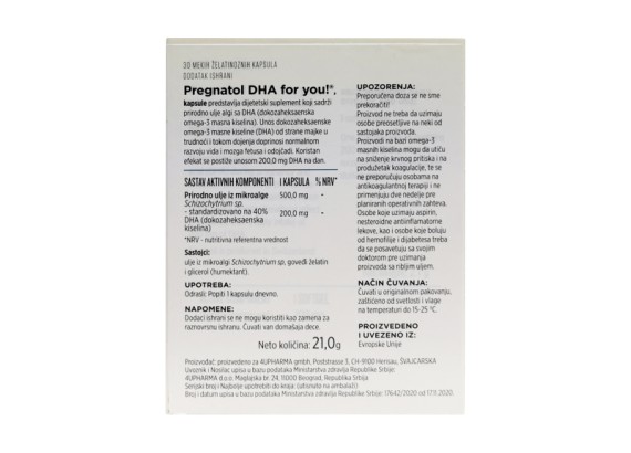 Pregnatol DHA for you® 30 mekih želatinoznih kapsula