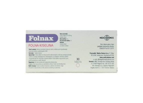 FOLNAX Folna Kiselina 400 mcg 30 tableta