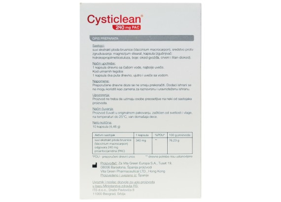 Cysticlean® brusnica 10 kapsula      