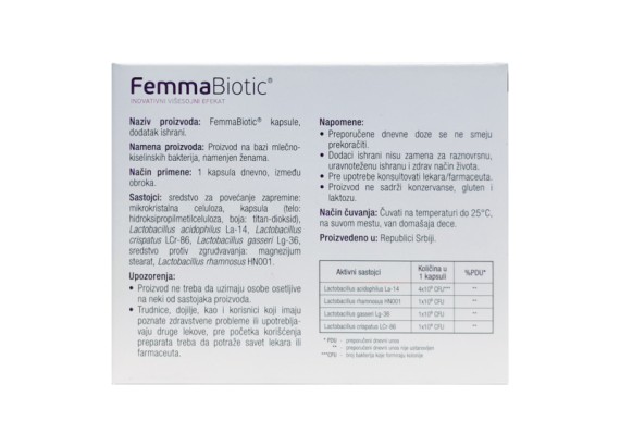 Femmabiotic probiotik 20 kapsula