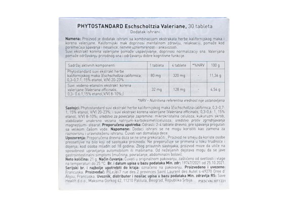 Phytostandard® Eschscholtzia Valeriane 30 tableta