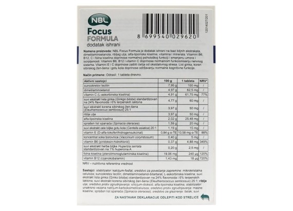 NBL Focus formula 30 tableta