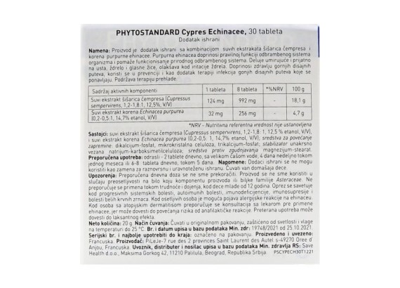 Phytostandard® - Cypres / Echinacée 30 tableta