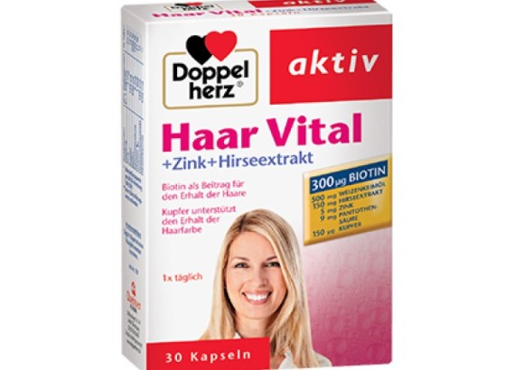 DOPPEL HERZ Aktiv za kosu Biotin + Cink + Proso 30 tableta