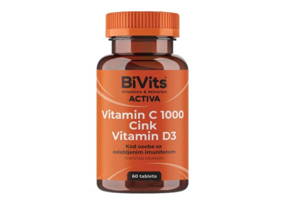 BiVits ACTIVA Vitamin C, Cink i vitamin D3 60 tableta