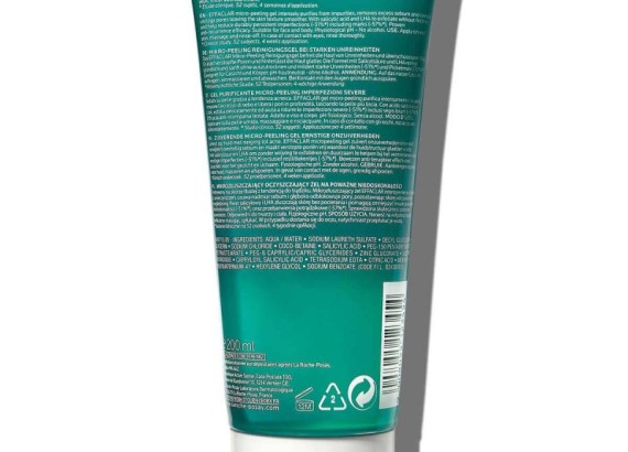 LRP EFFACLAR Pročišćavajući mikro-piling gel za čišćenje lica i tela, za masnu kožu, 200 ml