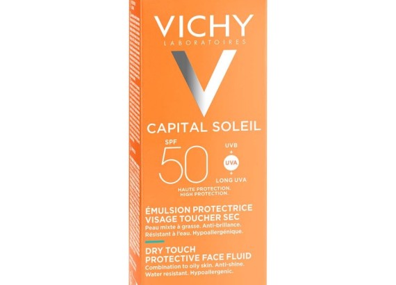 Vichy Capital Soleil Dry Touch fluid SPF50 za mešovitu do masnu osetljivu kožu lica 50 ml