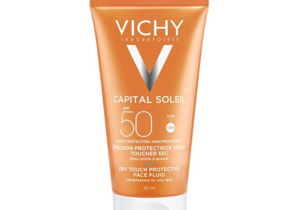 Vichy Capital Soleil Dry Touch fluid SPF50 za mešovitu do masnu osetljivu kožu lica 50 ml