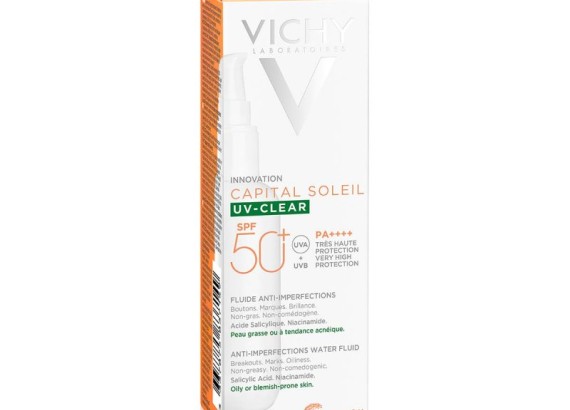 Vichy Capital Soleil UV-CLEAR fluid za zaštitu od sunca protiv nepravilnosti SPF50+ 40 ml