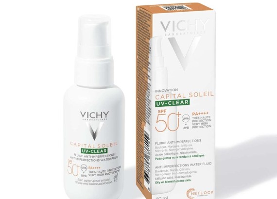 Vichy Capital Soleil UV-CLEAR fluid za zaštitu od sunca protiv nepravilnosti SPF50+ 40 ml