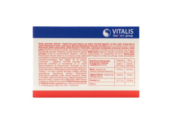 Vitalis Urovital 20 kapsula