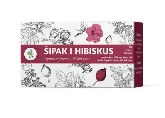 Čaj od ploda šipka i cveta hibiskusa 20 filter kesica