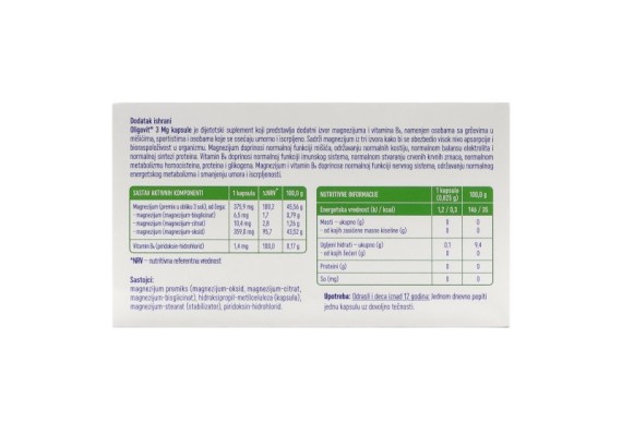 Oligovit3 Mg+B6  30 kapsula