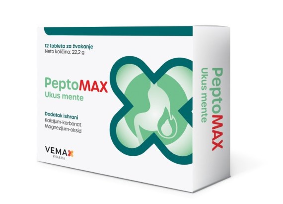 PeptoMAX menta 12 tableta za žvakanje