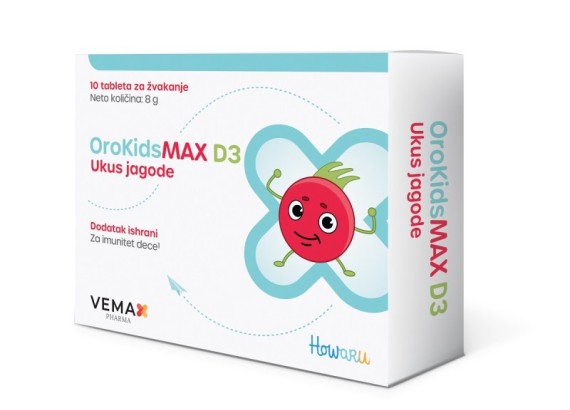 OroKidsMAX D3 ukus jagode 10 tableta za žvakanje