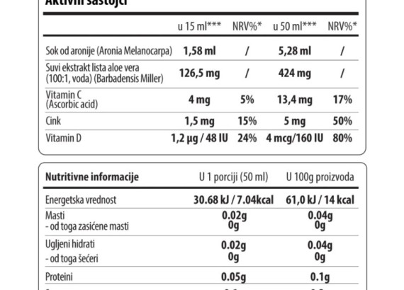 Aloe Vera sok sa aronijom 500ml