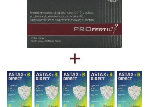 Profertil 180 kapsula + 5x Astax direct 20 kesica