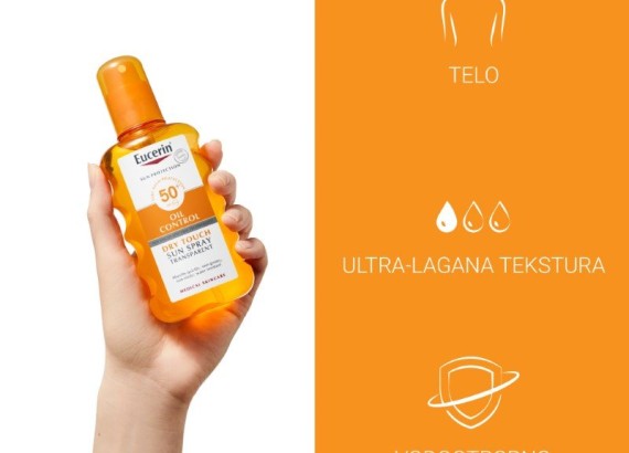 Eucerin Sun Oil Control Dry Touch sprej za zaštitu osetljive kože od sunca SPF50 200 ml