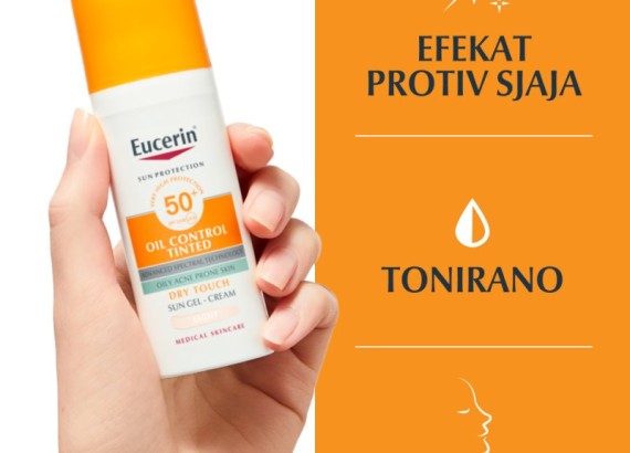 Eucerin Sun Oil Control tonirani gel-krem za zaštitu masne kože od sunca SPF50+ svetli 50 ml