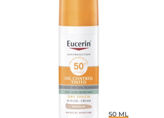 Eucerin Sun Oil Control tonirani gel-krem za zaštitu masne kože od sunca SPF50+ tamni 50 ml