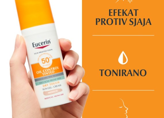 Eucerin Sun Oil Control tonirani gel-krem za zaštitu masne kože od sunca SPF50+ tamni 50 ml