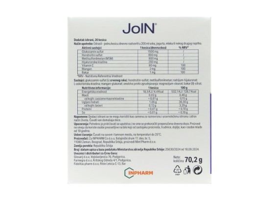 JoIN, za zdrave zglobove, 20 kesica