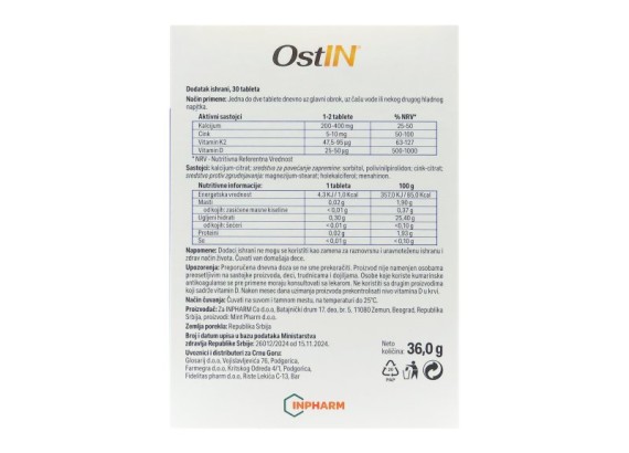 OstIN, za zdrave i jake kosti, 30 tableta