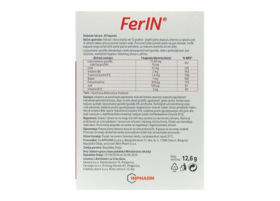 FerIN, za anemiju, 30 kapsula