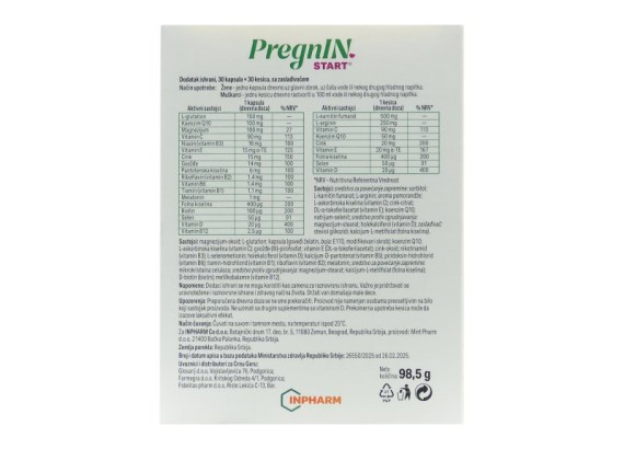 PregnIN START, pre trudnoće, 30 kapsula + 30 kesica