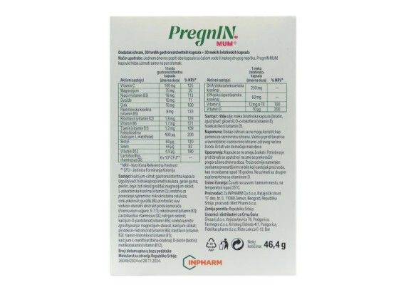 PregnIN MUM, nakon trudnoće, 30 + 30 kapsula