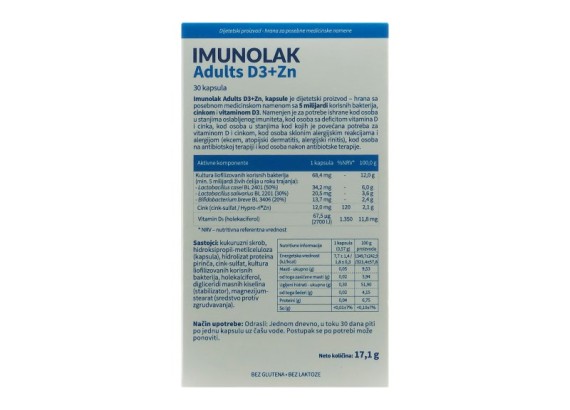 Imunolak Adults D3+Zn 30 kapsula