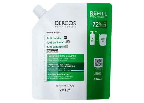 Vichy Dercos Šampon protiv peruti za normalnu ili masnu kosu ECO REFIL 390 ml