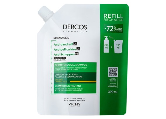 Vichy Dercos Šampon protiv peruti za suvu kosu ECO REFIL 390 ml