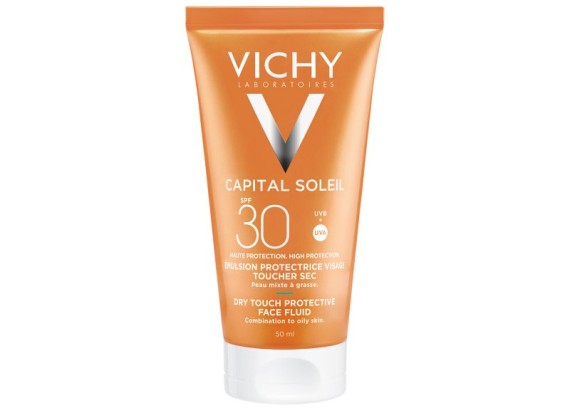 Vichy Capital Soleil Dry Touch fluid za mešovitu do masnu osetljivu kožu lica SPF30 50 ml