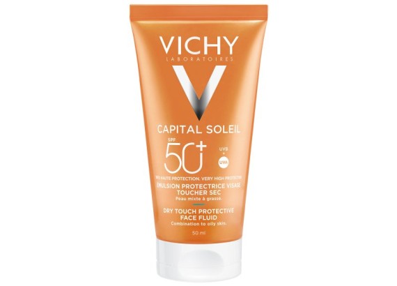 Vichy Capital Soleil Dry Touch fluid za mešovitu do masnu osetljivu kožu lica SPF50+ 50 ml