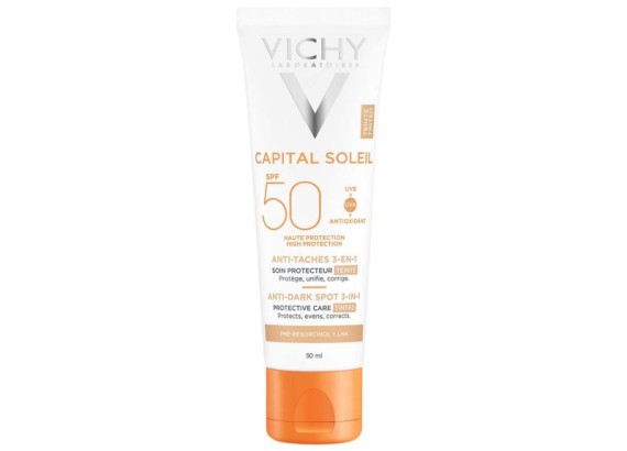 Vichy Capital Soleil tonirana krema za zaštitu od sunca protiv tamnih fleka 3u1 SPF50+ 50 ml
