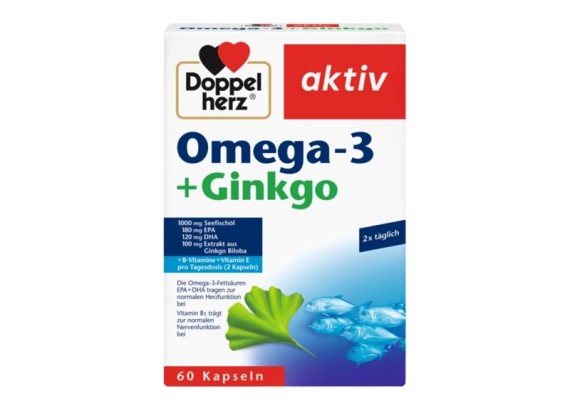 DOPPEL HERZ Aktiv Omega 3 + Ginkgo 60 kapsula