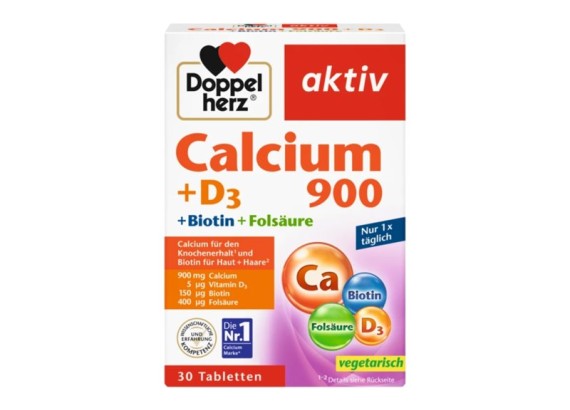DOPPEL HERZ Aktiv Calcium 900 + D3+ Biotin 30 tabela