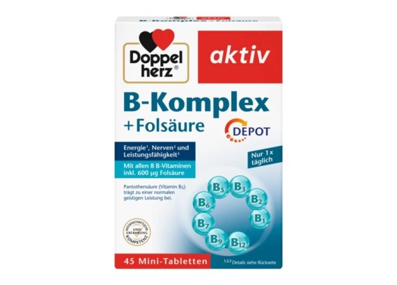 DOPPEL HERZ Aktiv B komplex + Folna kiselina 45 tableta