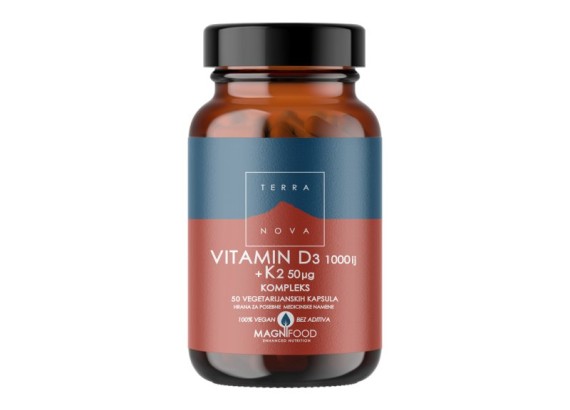 TerraNova Vitamin D3 1000 IJ + K2 50 mcg kompleks 50 vege-kapsula